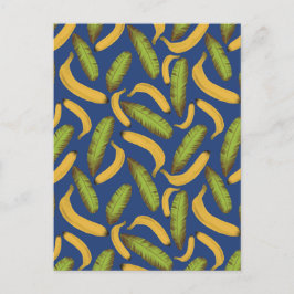 Tropical Blue Banana Leaf Muster Postkarte