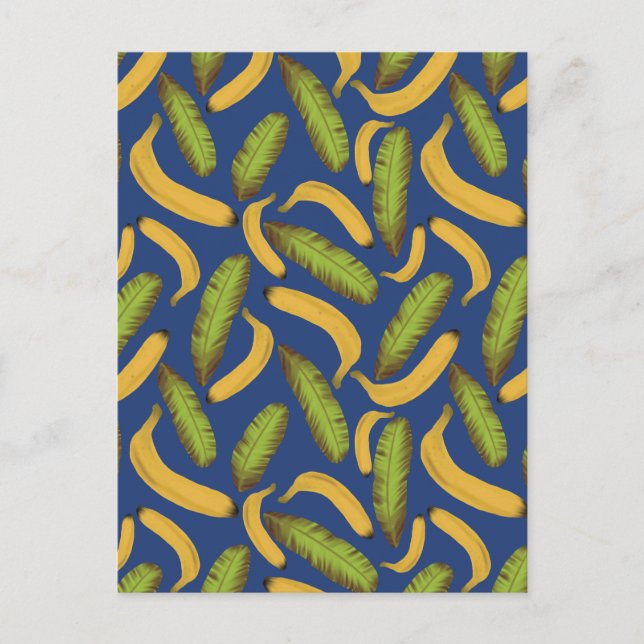 Tropical Blue Banana Leaf Muster Postkarte (Vorderseite)