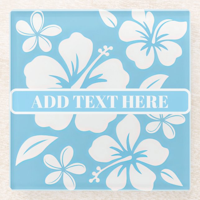 Tropical Blue Beach Blume Glasuntersetzer (Vorderseite)