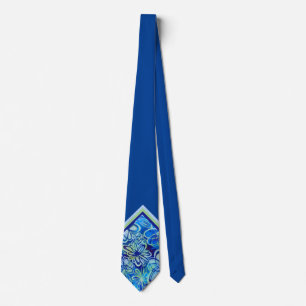 Tropical Blue Floral Neck Tie Krawatte