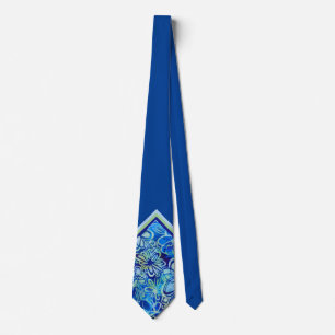 Tropical Blue Floral Neck Tie Krawatte