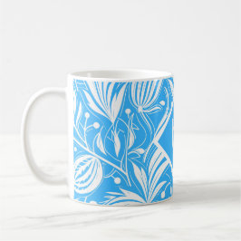 Tropical Blue Floral Pattern Diamond Monogram Kaffeetasse