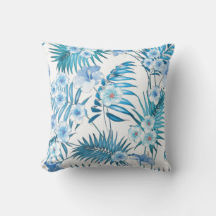 Tropical Blue Floral Throw Kissen