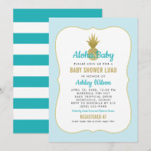 Tropical Blue Gold Ananas Baby Boy Shower Luau