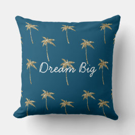 Tropical Blue Gold Glitzer Palm Trees Kissen