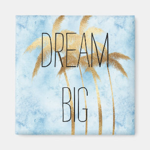 Tropical Blue Gold Palm Trees Magnet