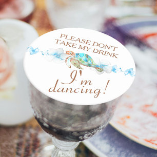 Tropical Blue Green Sea Turtle Platzkarte Name Tag Runder Pappuntersetzer