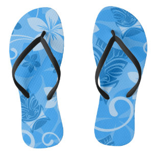 Tropical Blue Hawaiian Tiki Masken Flip Flops