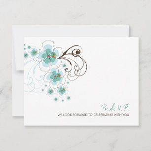 Tropical Blue Hibiskus Beach Hochzeit in Urlaubsor RSVP Karte