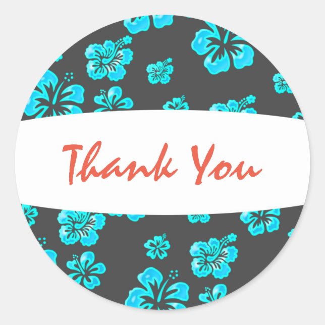 Tropical Blue Hibiskus Blume Blumenaufkleber Runder Aufkleber (Vorderseite)