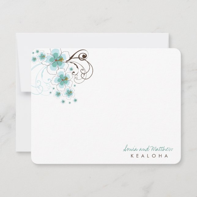 Tropical Blue Hibiskus Wedding Vielen Dank Note Ca Mitteilungskarte (Vorderseite)
