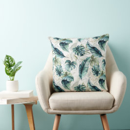Tropical Blue Jungle Pattern Kissen