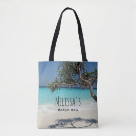 Tropical Blue Ocean Beach Scene Foto Beach Bag