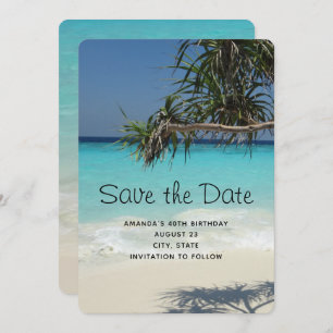 Tropical Blue Ocean Beach Scene Foto Geburtstag Save The Date