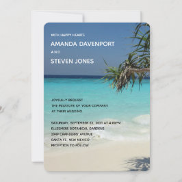 Tropical Blue Ocean Beach Scene Foto Hochzeit Einladung