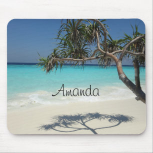 Tropical Blue Ocean Beach Scene Foto Mousepad