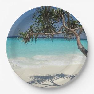 Tropical Blue Ocean Beach Scene Foto Pappteller