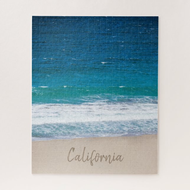 Tropical Blue Ocean Waves Custom California Beach Puzzle (Vertikal)