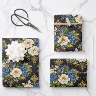 Tropical Blue Palm Floral Geschenkpapier Set