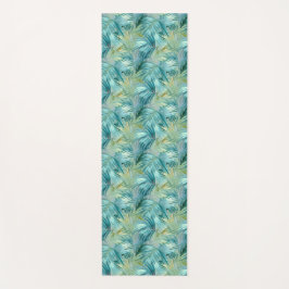 Tropical Blue Palm Leaf Wasserfarbe Gemustert Yogamatte