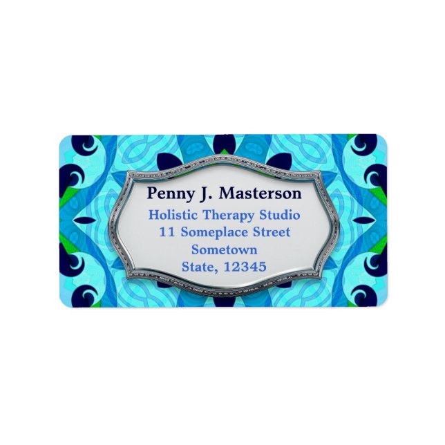 Tropical Blue Pattern Address Label Adressaufkleber (Vorne)