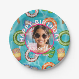 Tropical Blue Pool Party Birthday Paper Plates Pappteller