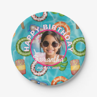 Tropical Blue Pool Party Birthday Paper Plates Pappteller