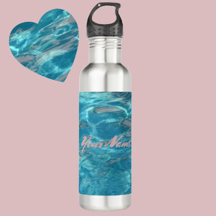 Tropical Blue Rippling Water Personalisiert Edelstahlflasche