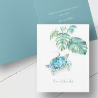 Tropical Blue Sea Turtle Watercolor Danke Karte