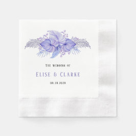 Tropical Blue und Lila Palm Blätter Hochzeit Serviette