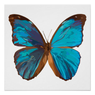 Tropical Blue und Turquoise Gem Butterfly Poster