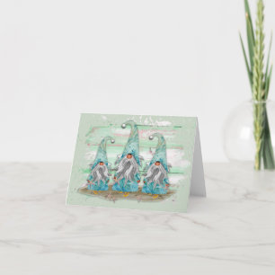 Tropical Blue Watercolor Beach Gnomen Karte