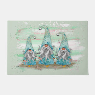 Tropical Blue Watercolor Beach Gnomes Fußmatte