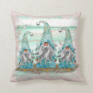 Tropical Blue Watercolor Beach Gnomes Kissen