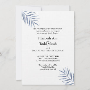 Tropical Blue Watercolor Hochzeit Einladung