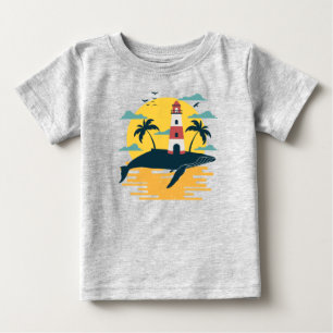 Tropical Blue Whale Island Ocean Sunset T - Shirt