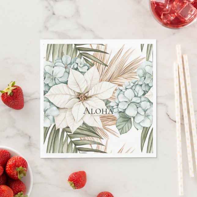 Tropical Blue White Blume Hochzeit Serviette (Beispiel)