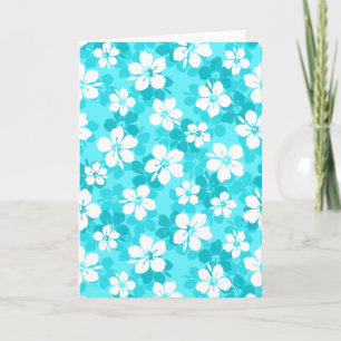 Tropical Blue White Hibiskus Blume Muster Karte