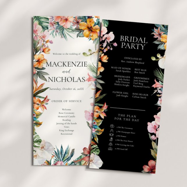 Tropical Boho Floral Wedding Program (tropical wedding program)