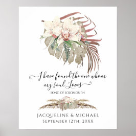 Tropical Boho Floral White Orchid Foliage Hochzeit Poster