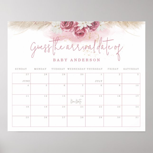 Tropical Boho Kinderdusche schätzt das Anreisedatu Poster (Vorne)