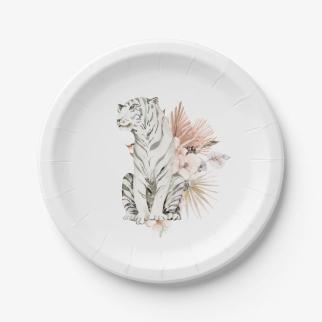Tropical Boho Tigers Bachelorette Pappteller (Vorderseite)