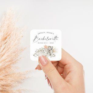 Tropical Boho Tigers Bachelorette Quadratischer Aufkleber