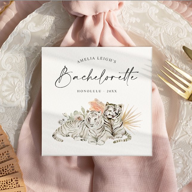 Tropical Boho Tigers Bachelorette Serviette (Von Creator hochgeladen)