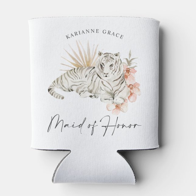 Tropical Boho Tigers Bachelorette Trauzeugin Dosenkühler (Rückseite)