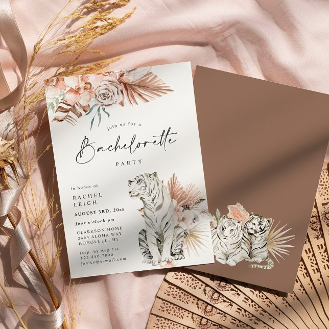 Tropical Boho Tigers Junggeselinnen-Abschied Einladung (Von Creator hochgeladen)