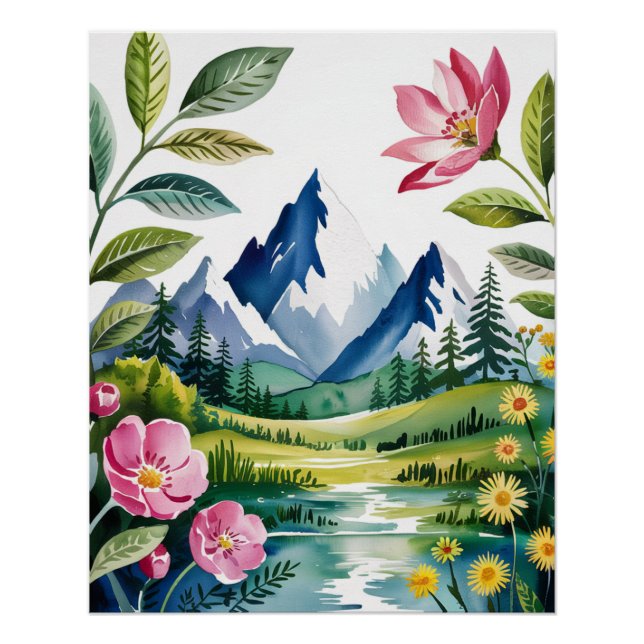 Tropical Boho Wasserfarbenleaf Kunstdruckerei - Vi Poster (Vorderseite)