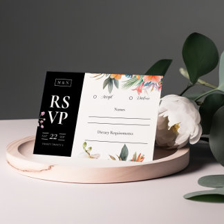 Tropical Boho Wedding RSVP Card Karte