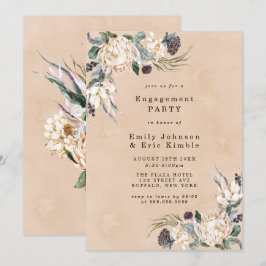 Tropical Boho White Protea Engagement Party Invita Einladung