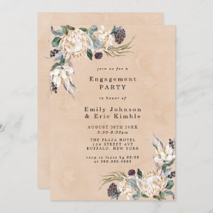 Tropical Boho White Protea Engagement Party Invita Einladung